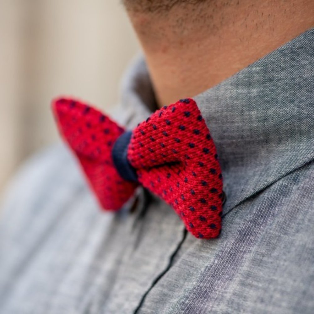 Navy and Red Wool Tie